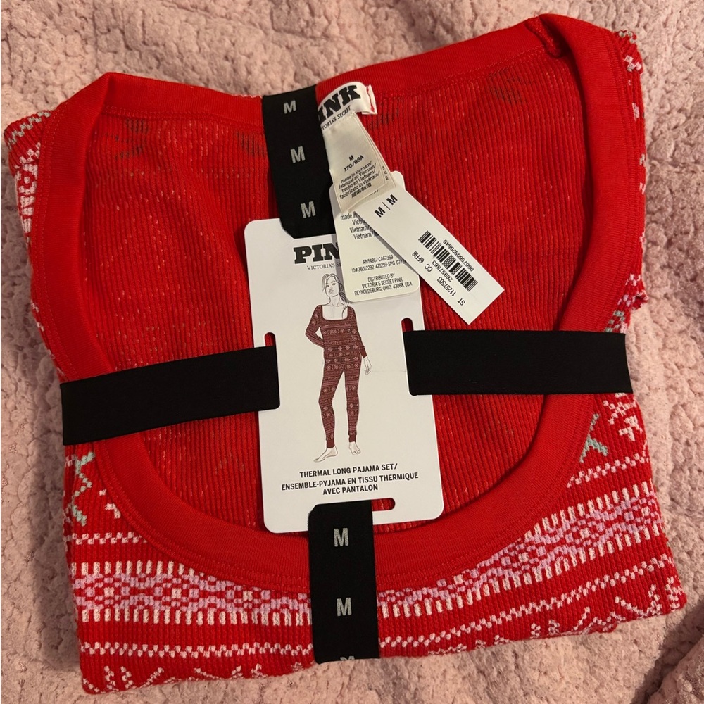 PINK Victoria's Secret Red Thermal Pajama Set